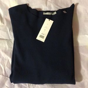 Vince navy blue woven long sleeve tee
